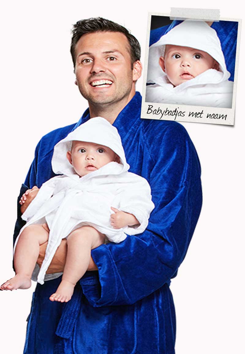 Babybadjas met borduring naam-aquablauw-0-12 mnd