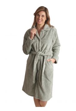 Groene knopen badjas dames - fleece