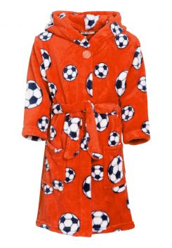 Voetbal kinderbadjas oranje met capuchon - fleece - Playshoes