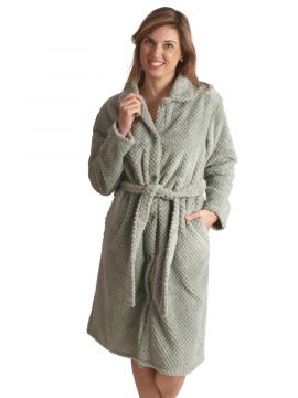 Groene knopen badjas dames - fleece