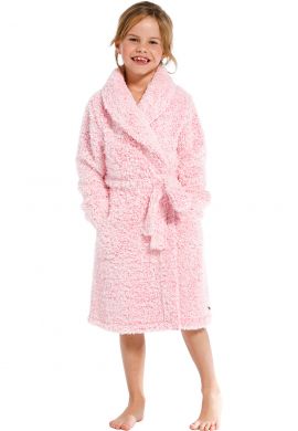 Fleece kinderbadjas fluffy roze - Rebelle