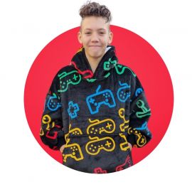 Plaid met mouwen – kind – fleece – gamen - Badrock